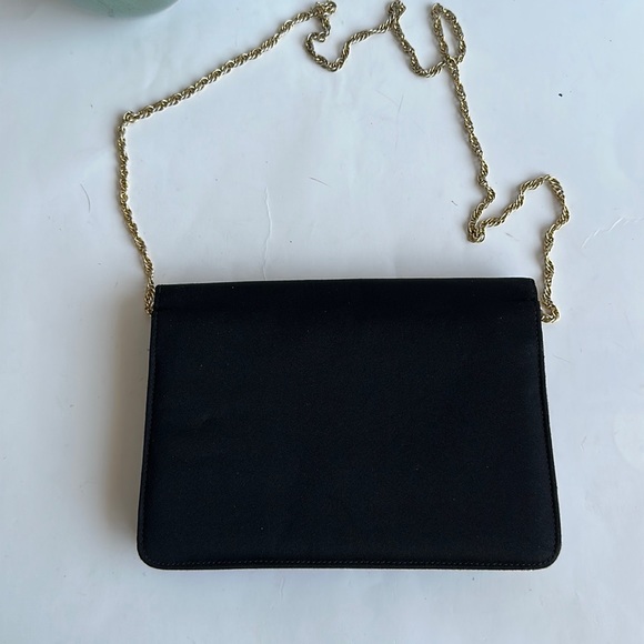 Vintage Tano of Madrid Black Clutch with Gold Chain Strap - Picture 3 of 14